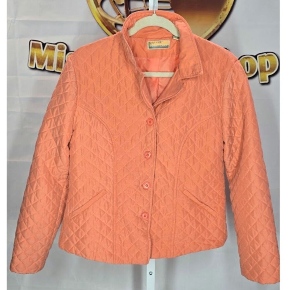 Bobby Chan Peach Quilted Silk Jacket - Size Large
